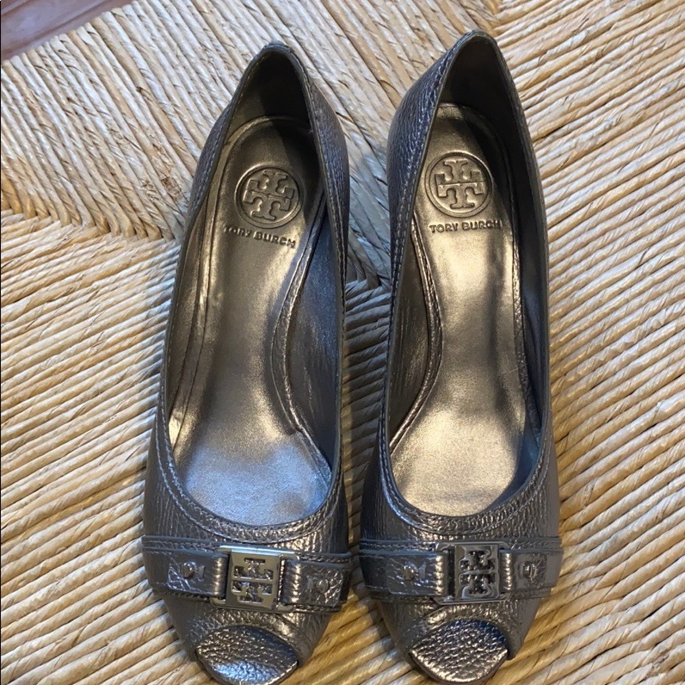 Tory Burch Peep Toe Wedges